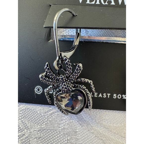 Simply Vera Spider Heart Gem Dangle Earrings Gothic Halloween NWT Jewelry - Picture 2 of 4